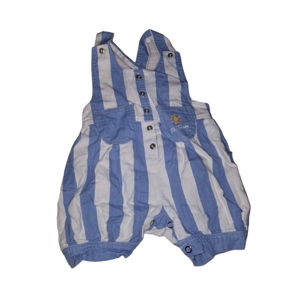 Y2K St. Tropez Baby Boy Overall Blue White Striped Size 3T